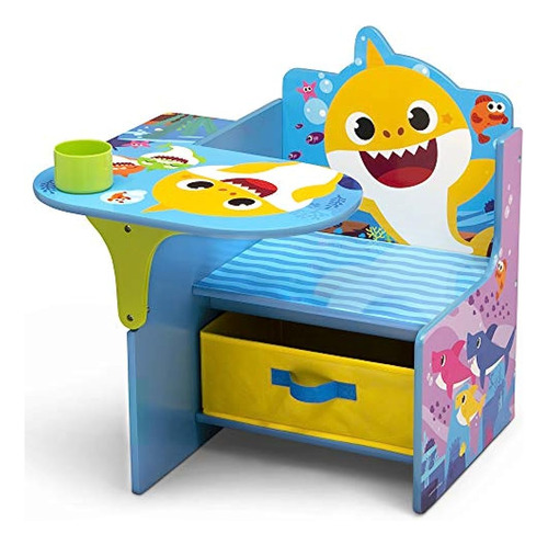 Escritorio Con Silla Baby Shark Con Compartimento De Almacen