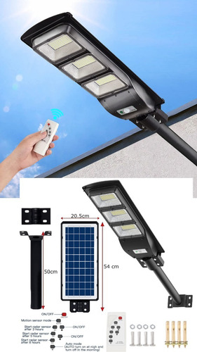 Imagen 3 de 10 de Foco Solar Led 200w Exterior C/ Sensor Y Control + Brazo Pro