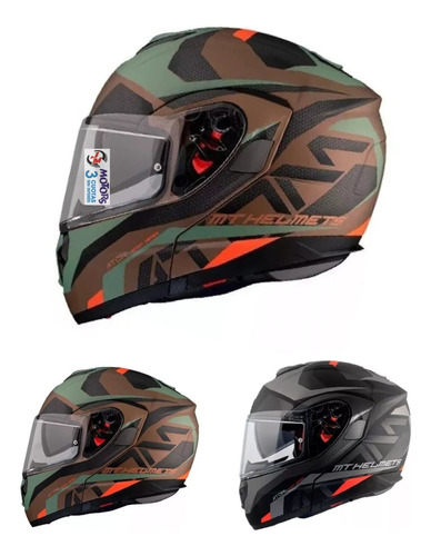 Jm Casco Moto Rebatible Mt Atom Sv Skill Negro Naranja Mate