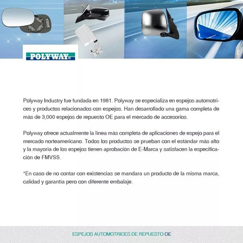 Espejo Mitsubishi Mirage 15/19 Polyway