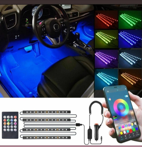 Kit Luces Internas Multicolor Rgb Controladas Por Bluetooth 