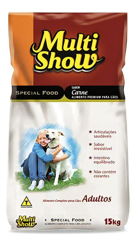 Ração Multishow Premium Cão Adulto Sabor Carne 15 Kg