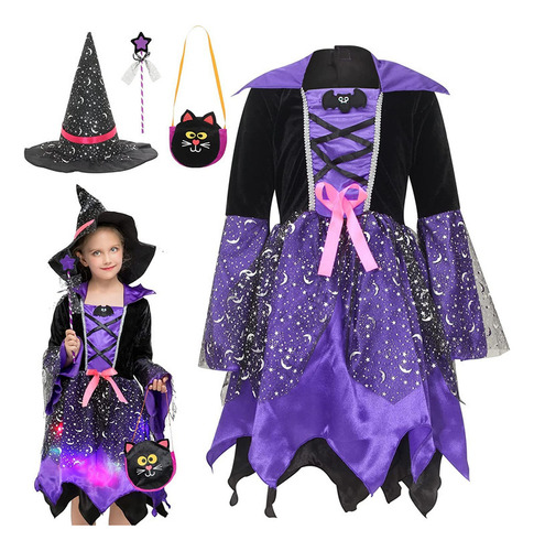 Tutú De Princesa Bruja Para Niños De Halloween Con Luces Bri