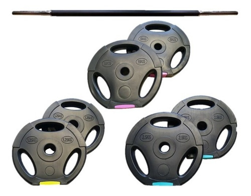 Set Par De Discos De 1.25 - 2.5 - 5 Kg Con Barra Gym