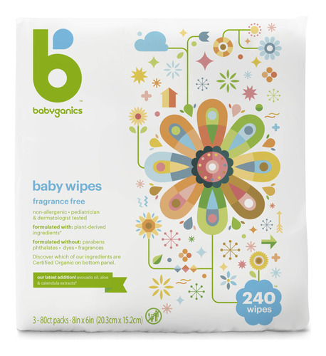 Toallitas Babyganics Hmedas Para Beb, Sin Perfume, El Envase