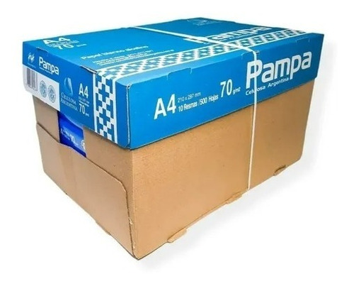 Imagen 1 de 2 de Kit 5 Resmas Pampa A4 70 G Papel Blanco Caja X5 U