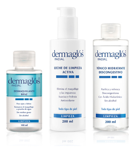 Dermaglos Set Rutina De Limpieza Leche + Tonico + Bifaz