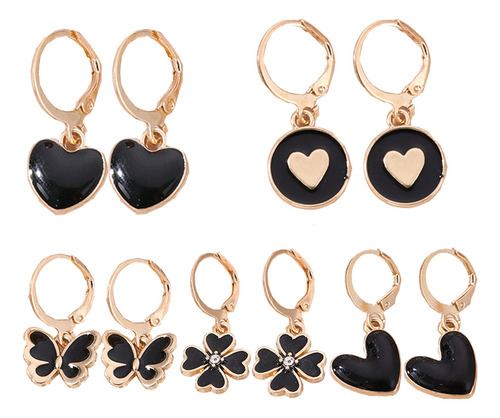 5 Pares Aretes Pequeñosde Mujer Pendientes Colgantes Chicas