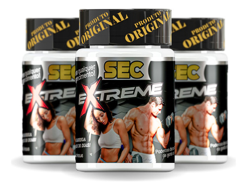 3 Und. Sec Extreme Emagrecedor Original 30 Caps. 500mg Sem Sabor
