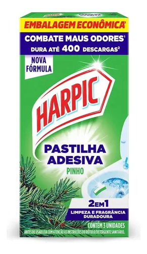 Pastilha Adesiva Harpic 2 em 1 Limpeza e Fragrância Duradoura Fru...