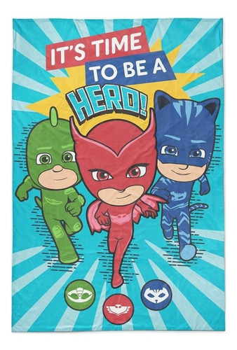 Frazada Piñata Flannel con diseño pj masks hero de 220cm x 155cm