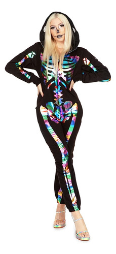 Disfraz De Esqueleto De Halloween Para Mujer Talla S