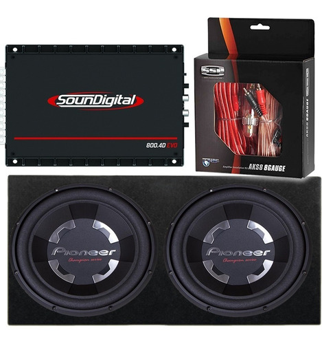 Subwoofer Pioneer 12 400 Rms X2 + Soundigital Sd 800.4 Kit