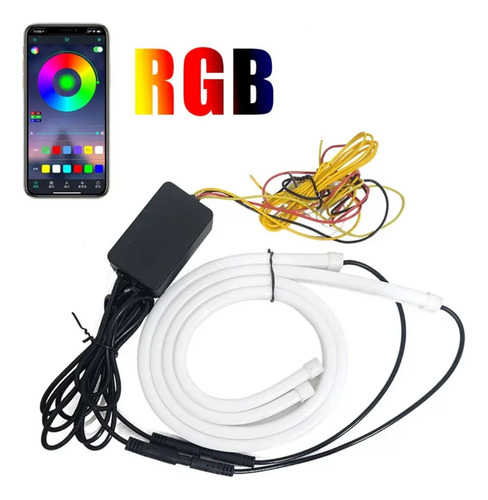 2 Tira Led Flexible Drl Direccional Rgb App 60cm Auto Moto
