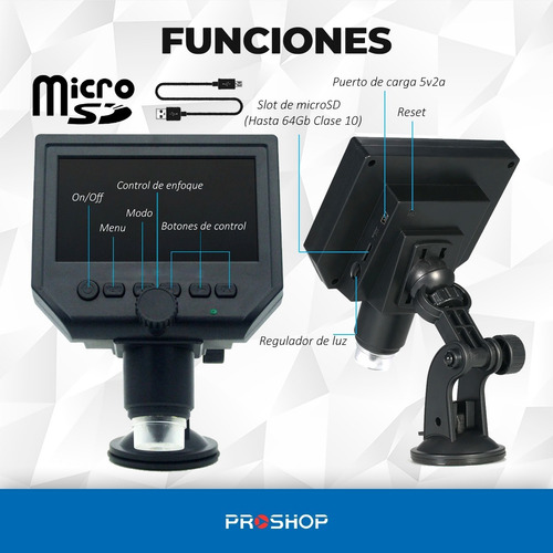 Imagen 5 de 10 de Microscopio Digital 600x Hd Filma Y Fotos Con Pantalla Modelo Nuevo