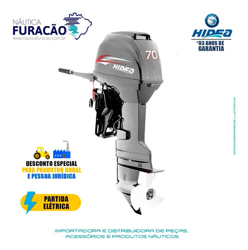 Imagem 1 de 4 de Motor De Popa Hidea 2 Tempos 70hp Ffel-t (partida Elétrica)
