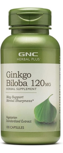 Ginkgo Biloba 120 Mg/100capsulas/ Vegetarian Gnc Herbal Plus