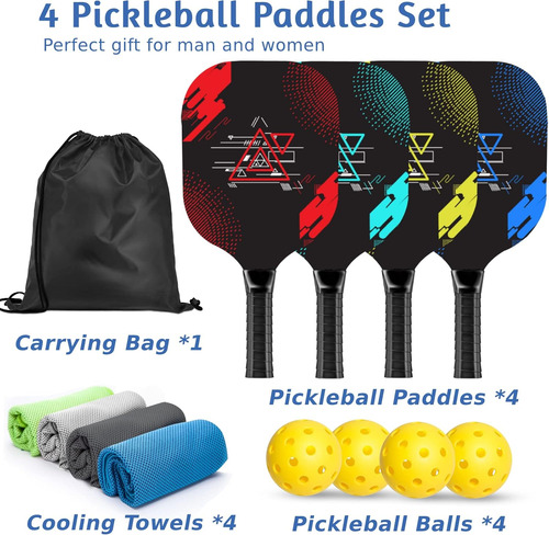 Paletas De Pickleball, Juego De Pickleball Con 4 Paletas De