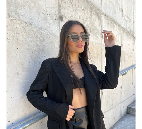 Gafas Sol Lentes Mujer Gris Marco Transparente Clasico