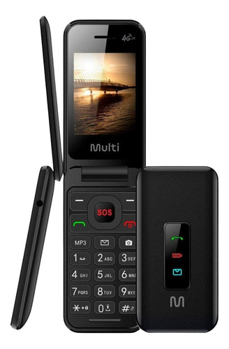 Celular De Idosos Multilaser Flip Vita 4g Dual Sim Preto