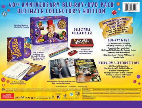 Imagen 2 de 3 de Willie Wonka Fabrica De Chocolates Blu Ray Película Box Set