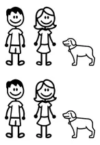 Comprar Calcos Para Autos Familia 2 Parejas 2 Perros Vinilo 30 Cm