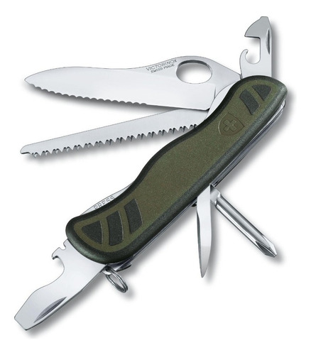 Cortador de canetas verde escuro Victorinox Swiss Soldier Knife com 10 ferramentas