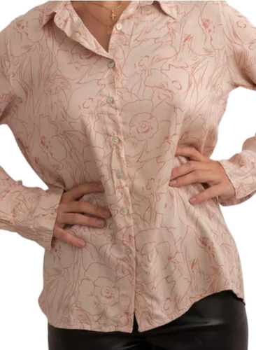 Camisa Nano, Lino Estampado Espalda Abierta Kiev #e2231