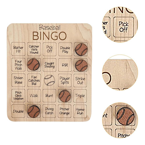 Juego De Bingo De Madera, Juego De Mesa Familiar Béisbol