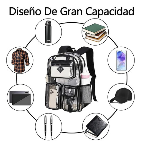 Mochila Transparente, Mochila Escolare Para Jóvenes Y Niños Color Negro