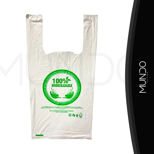 Bolsa Biodegradable 100%, Tipo Camiseta 35x40cm (100 Unids)