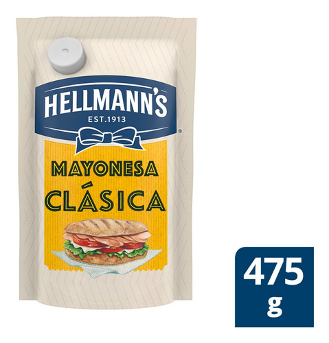 Imagen 2 de 3 de Mayonesa Clásica Hellmann's Sin T.a.c.c.doypack 475 Gr