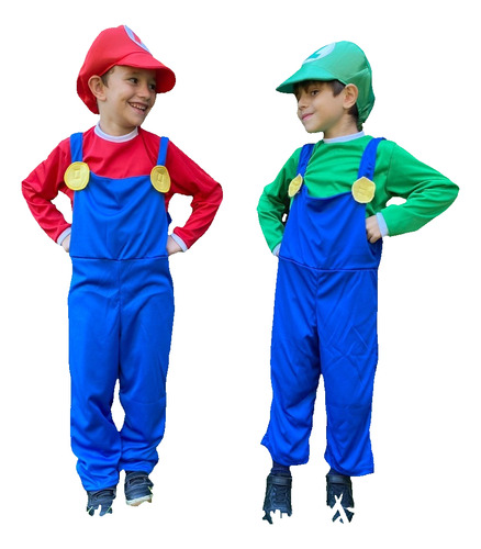 Disfraz Super Mario Bros Y Luigi Niños