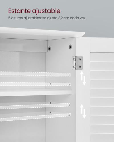 Vasagle Armario De Baño Para Espacios Pequeños Color Blanco