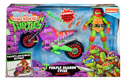 Tmnt Rafael Con Motocicleta Purple Dragon Cycle With Raphael