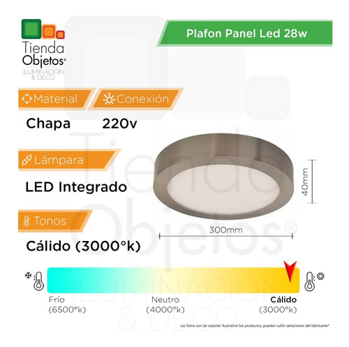 Pack 4 Plafon Panel Led Redondo Platil 28w Calido Cuotas