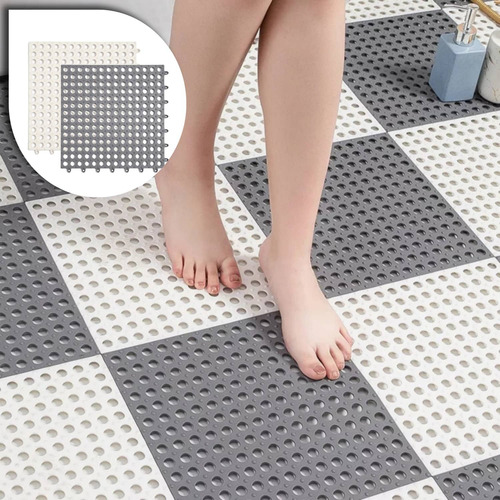 Alfombra Antideslizante Baño Ducha Armable Set De 6 Piezas