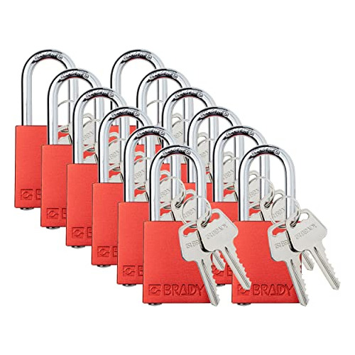 Juego De Candados Brady Safety Lockout, Paquete De 12, Rojos