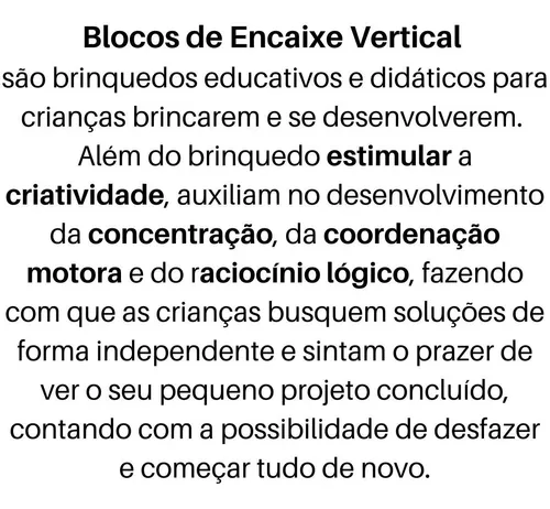 Blocos de encaixe vertical ( 25 pecas de madeira) - JottPlay - Compre  brinquedos educativos online