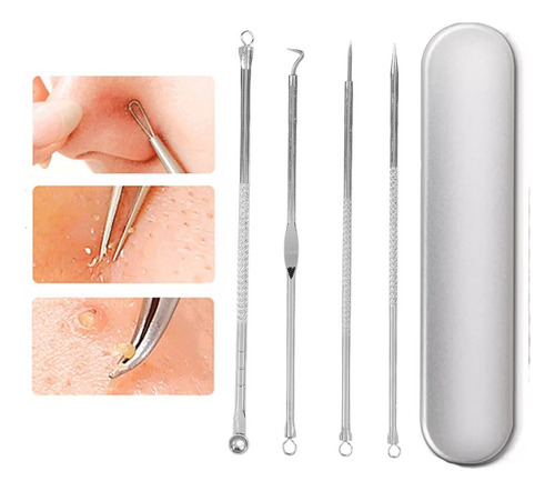 Set X4 Extractor Puntos Negros Comedones Granos Anti Acné
