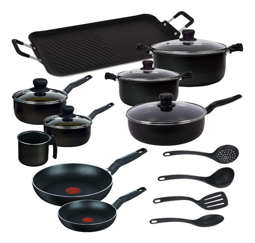 Batería De Cocina 18 Pz Vital Tefal Color Negro