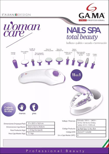 Imagen 3 de 10 de Kit Manicura Pedicura Gama (59) Torno Uñas Pies Manos Accesorios - Podologia - Garantia Oficial - Nails Spa Fresas - 12
