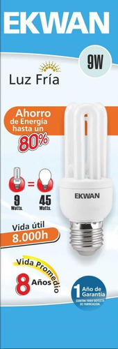 Imagen 1 de 2 de Lampara Fluorescente 9w Bajo Consumo T3 Mini E27 Luz Fria