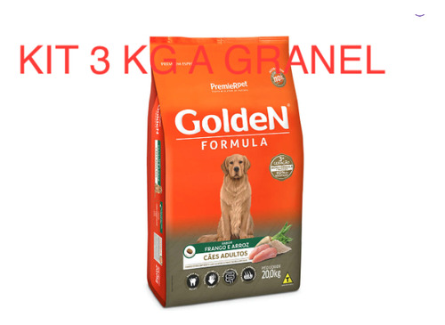 Kit 3 Kg Ração A Granel Golden Cães Grande Adultos Frango
