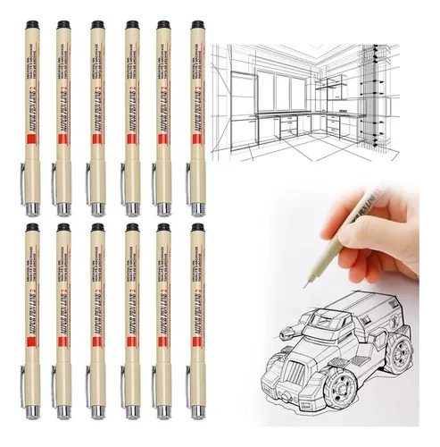 Lápiz Tira Líneas Pigma Micron Fineliner 12 Unidades Dibujo