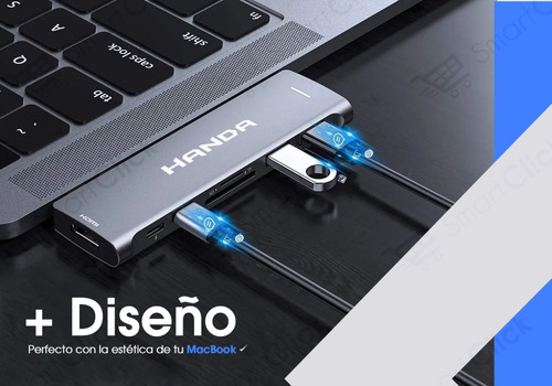 Imagen 4 de 10 de Adaptador Macbook Pro Air Hdmi Usb C Hub 3.0 4k Micro Sd 7-1