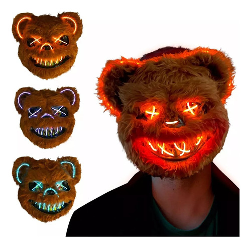 Mascara De Oso Con Luces Halloween Luz Led Purga Disfraz 