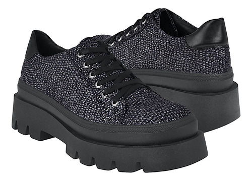 Zapatos Casuales Dama Stylo 153-00 Glitter Negro