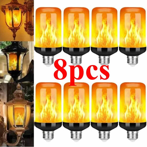 8pcs Lámparas De Llama Bombillas De Luz De Efecto Fuego De 4 Color De La Luz Unit