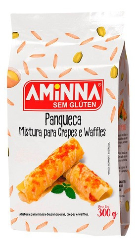 Massa Mistura Panqueca Crepes Waffles S/ Glúten Aminna 300g